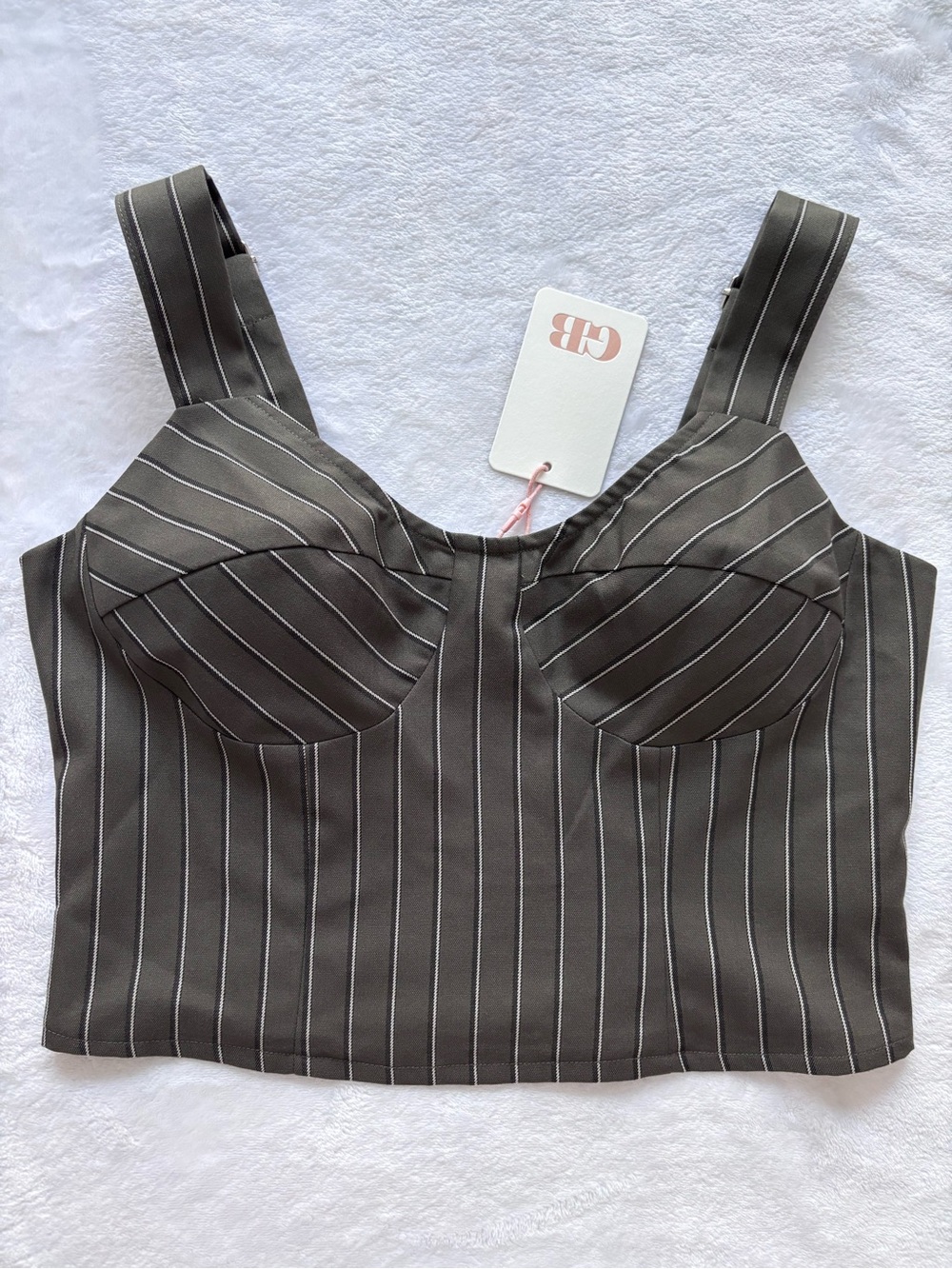 GIANNI BINI Y2K Sleeveless Cropped Striped Corset-Style Tank Top--NWT--M